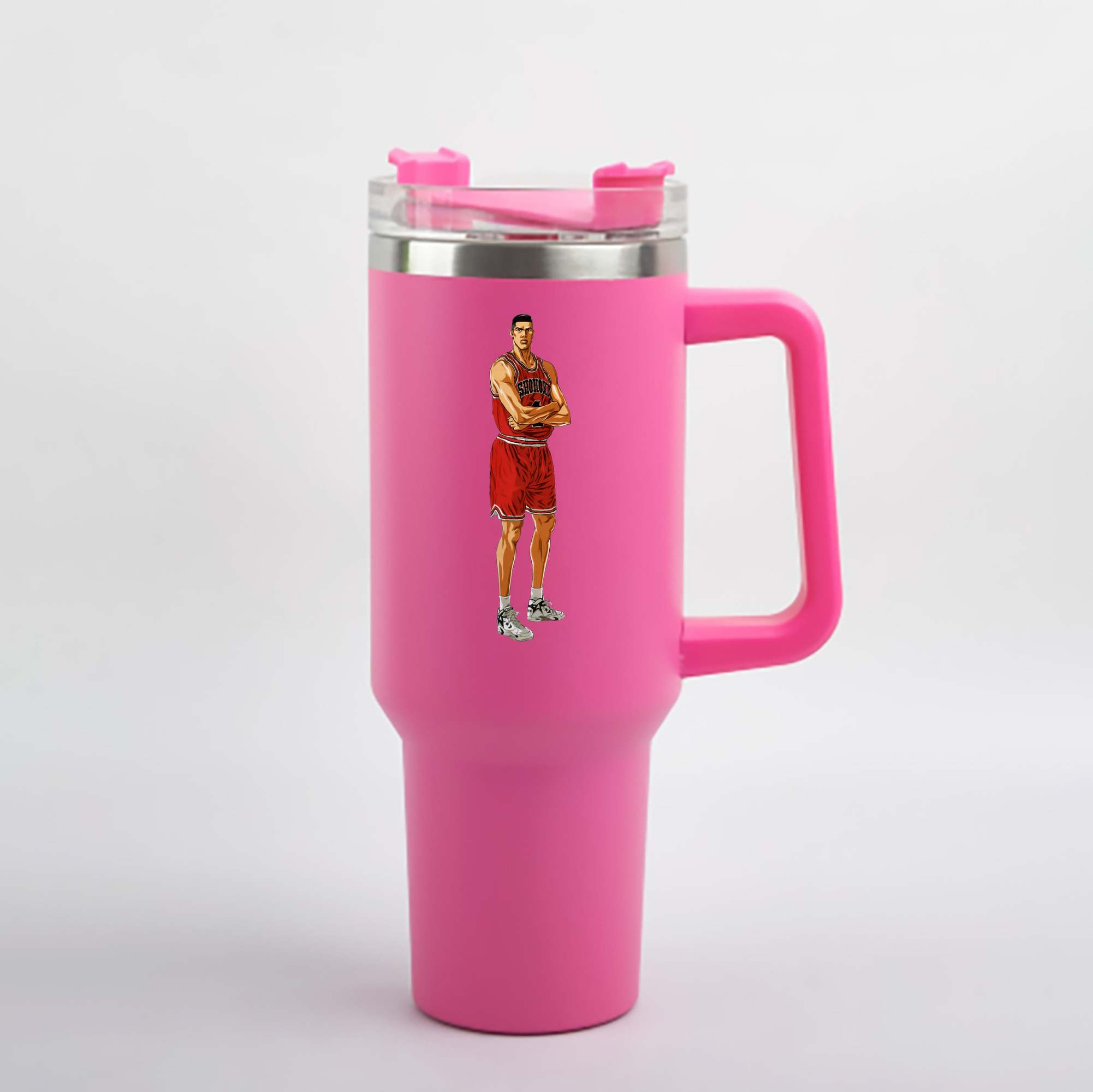 （画像用） SLAM DUNK／スラムダンク 1200mL車用タンブラー - クリスタルステッカー（プラスチックストロー付き）